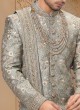 Designer Groom Wear Sherwani In Pista Green Color